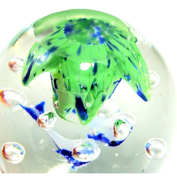 Hand Blown Art Glass Under the Sea Paperweight Bullicante Dolphins Sea Gulls VTG - Picture 7 of 10